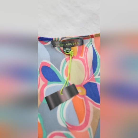 NWT! Floral Mod Good Luck Gem Women's Puff Sleeve Minidress Size XS - Picture 5 of 12